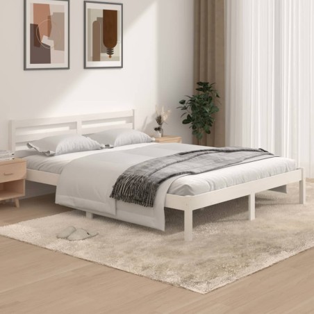 vidaXL Estructura de cama madera maciza de pino blanco 150x200 cm