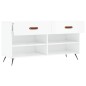 vidaXL Banco zapatero madera de ingeniería blanco brillo 102x35x55 cm vidaXL Banco zapatero madera de ingeniería blanco brillo 102x35x55 cm
