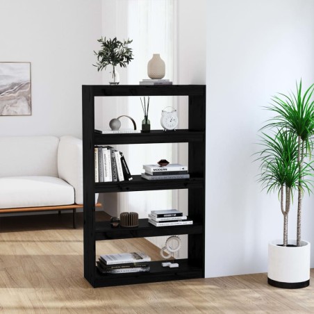 vidaXL Estantería/divisor de espacios madera pino negro 80x30x135,5 cm