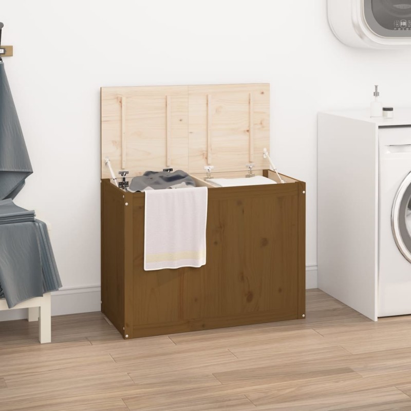 vidaXL Baúl para colada madera maciza pino marrón miel 88,5x44x66 cm vidaXL Baúl para colada madera maciza pino marrón miel 88,5x44x66 cm