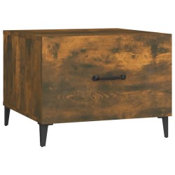vidaXL Mesa de centro con patas de metal roble ahumado 50x50x40 cm