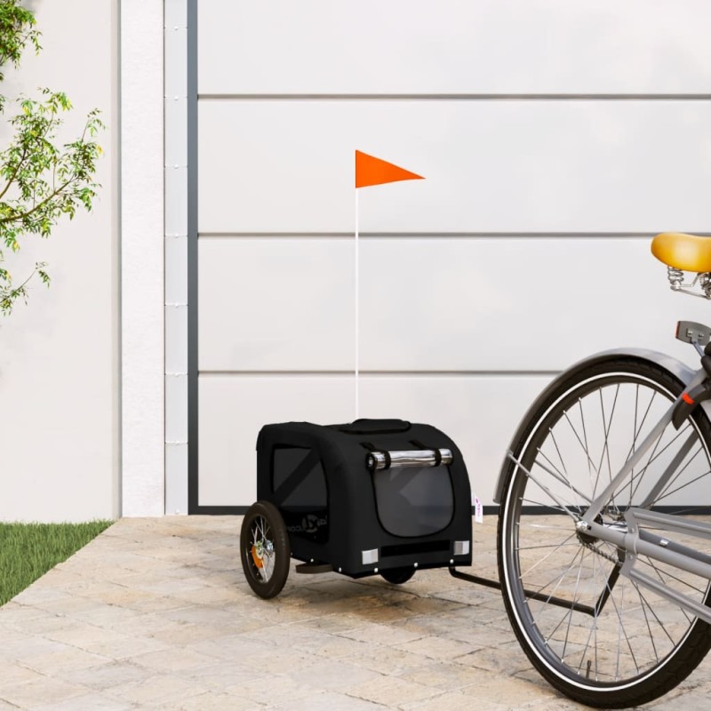 vidaXL Remolque de bicicleta mascotas hierro tela Oxford negro vidaXL Remolque de bicicleta mascotas hierro tela Oxford negro