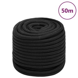 vidaXL Cuerda de barco polipropileno negro intenso 16 mm 50 m