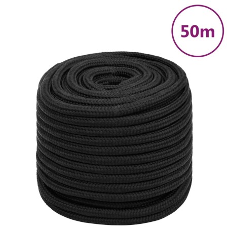 vidaXL Cuerda de barco polipropileno negro intenso 16 mm 50 m