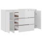 vidaXL Aparador con 3 cajones contrachapado blanco brillo 120x41x75 cm vidaXL Aparador con 3 cajones contrachapado blanco brillo 120x41x75 cm