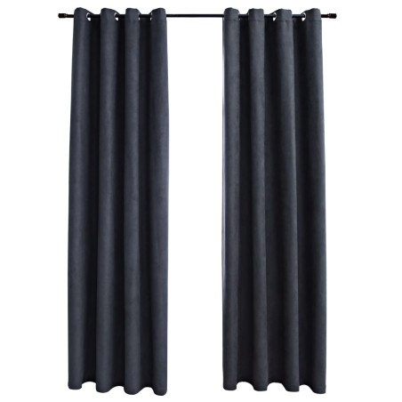 vidaXL Cortinas opacas y aros de metal 2 pzs gris antracita 140x225 cm