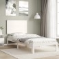 vidaXL Estructura de cama con cabecero madera maciza blanco vidaXL Estructura de cama con cabecero madera maciza blanco