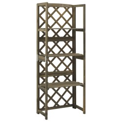 vidaXL Enrejado con estantes madera maciza de abeto gris 55x30x140 cm