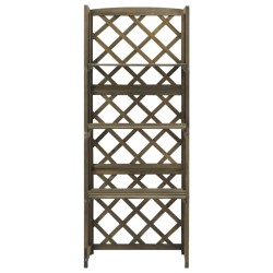 vidaXL Enrejado con estantes madera maciza de abeto gris 55x30x140 cm