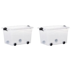 vidaXL Cajas de almacenamiento con tapa 2 unidades transparente 40 L