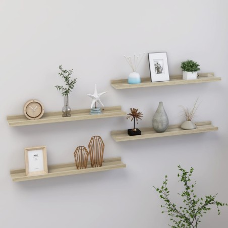 vidaXL Estantes de pared 4 unidades roble Sonoma 60x9x3 cm