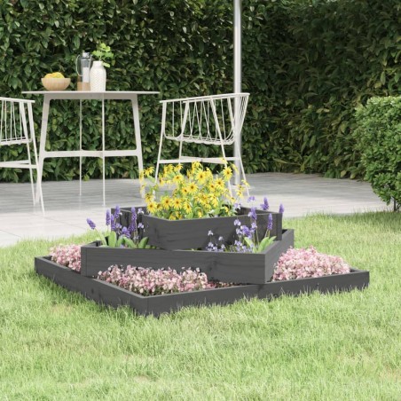 vidaXL Jardinera de madera maciza de pino gris 83x83x27 cm