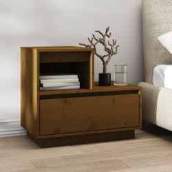 vidaXL Mesita de noche madera maciza de pino marrón miel 60x34x51 cm