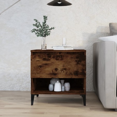 vidaXL Mesa auxiliar madera contrachapada roble ahumado 50x46x50 cm