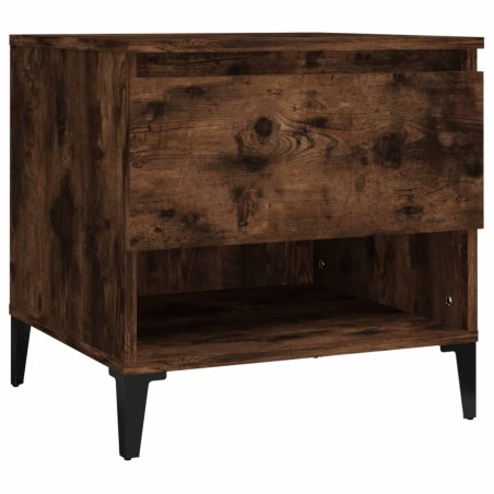 vidaXL Mesa auxiliar madera contrachapada roble ahumado 50x46x50 cm
