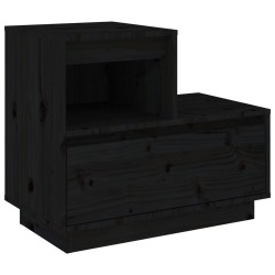 vidaXL Mesita de noche madera maciza de pino negro 60x34x51 cm