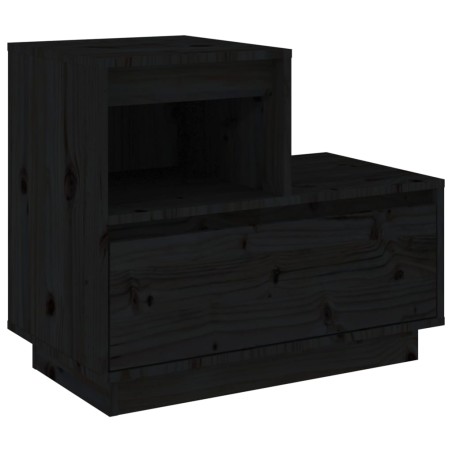 vidaXL Mesita de noche madera maciza de pino negro 60x34x51 cm