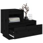 vidaXL Mesita de noche madera maciza de pino negro 60x34x51 cm