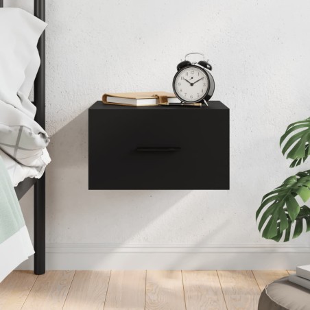 vidaXL Mesita de noche de pared negro 35x35x20 cm