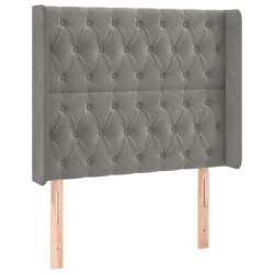 vidaXL Cabecero con LED de terciopelo gris claro 103x16x118/128 cm
