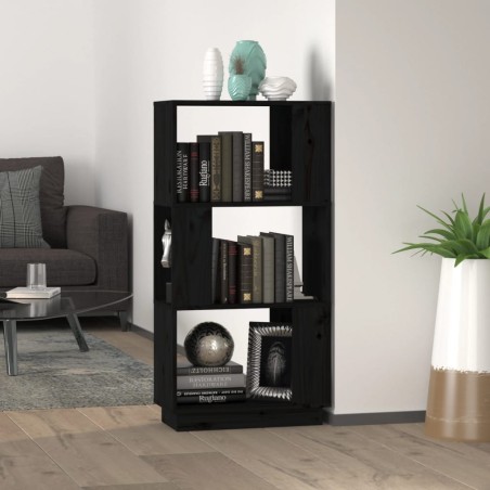 vidaXL Estantería/divisor de espacios madera pino negro 51x25x101 cm