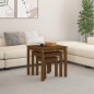 vidaXL Mesas apilables 3 piezas madera maciza de pino marrón miel vidaXL Mesas apilables 3 piezas madera maciza de pino marrón miel