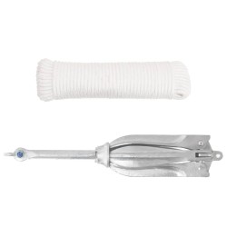 vidaXL Ancla plegable con cuerda hierro maleable plateado 12 kg