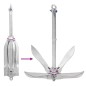 vidaXL Ancla plegable con cuerda hierro maleable plateado 12 kg