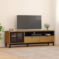 vidaXL Mueble de TV con puerta de vidrio FLAM madera pino 158x40x50 cm