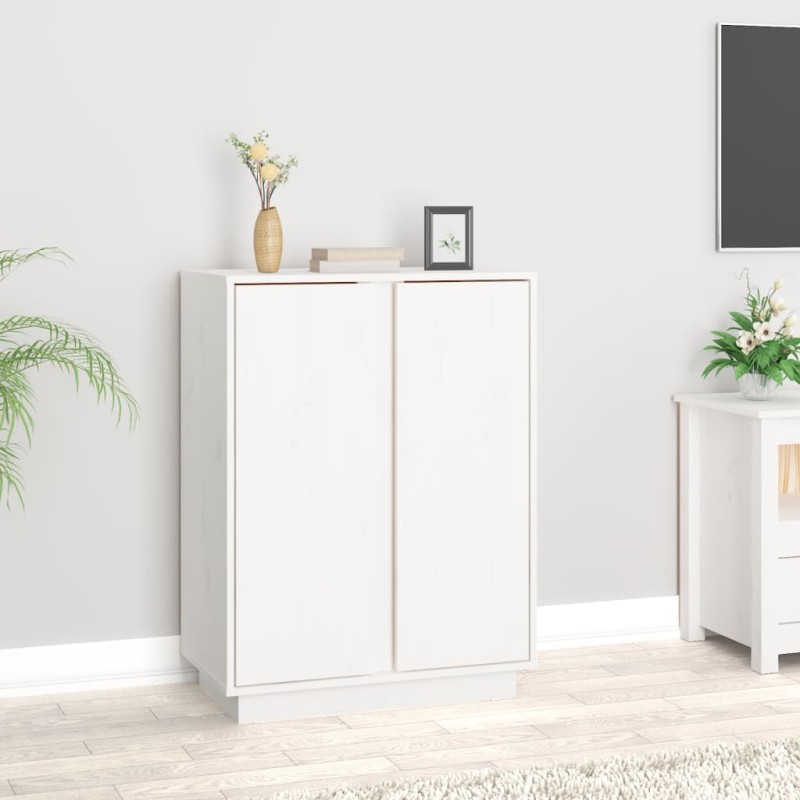 vidaXL Aparador de madera maciza de pino blanco 60x35x80 cm vidaXL Aparador de madera maciza de pino blanco 60x35x80 cm