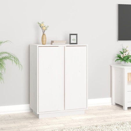 vidaXL Aparador de madera maciza de pino blanco 60x35x80 cm