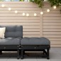 vidaXL Taburete de jardín con cojín madera maciza de pino negro vidaXL Taburete de jardín con cojín madera maciza de pino negro