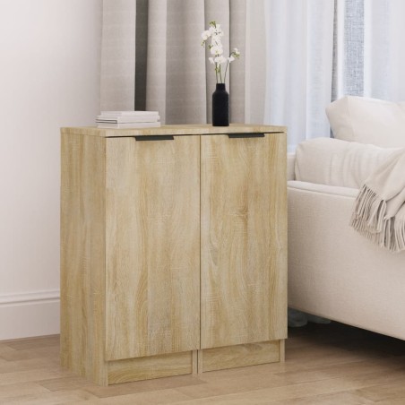 vidaXL Aparadores 2 uds madera contrachapada roble Sonoma 30x30x70 cm