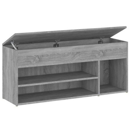 vidaXL Banco zapatero madera contrachapada gris Sonoma 105x30x45 cm