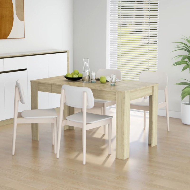 vidaXL Mesa de comedor contrachapada color roble sonoma 140x74,5x76 cm vidaXL Mesa de comedor contrachapada color roble sonoma 140x74,5x76 cm