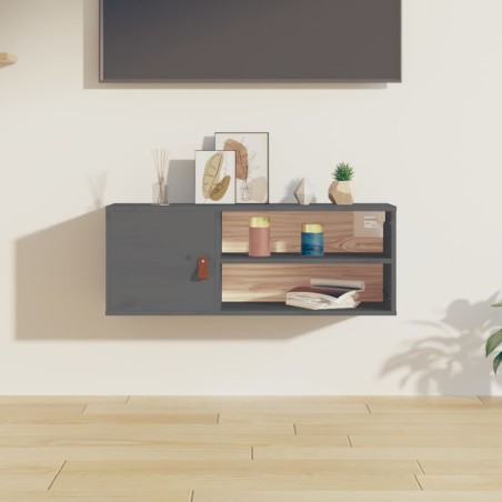 vidaXL Armario de pared de madera maciza de pino gris 80x30x30 cm