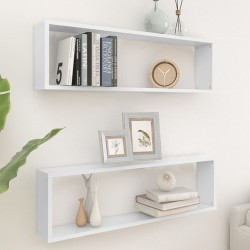 vidaXL Estante cubo de pared 2 uds madera contrachapada 100x15x30 cm
