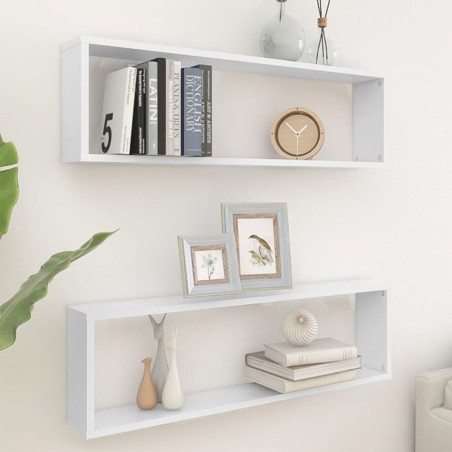 vidaXL Estante cubo de pared 2 uds madera contrachapada 100x15x30 cm