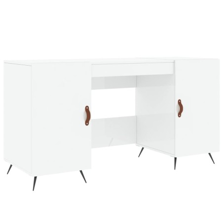 vidaXL Escritorio madera contrachapada blanco brillante 140x50x75 cm