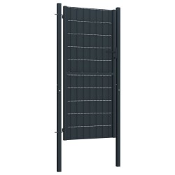 vidaXL Puerta de valla de PVC y acero gris antracita 100x204 cm