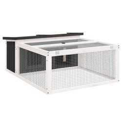 vidaXL Conejera de madera maciza de pino gris 117,5x97x47,5 cm