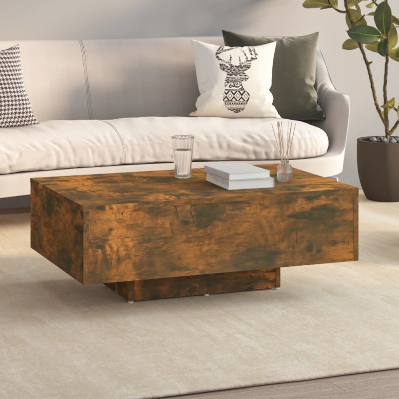 vidaXL Mesa de centro madera contrachapada roble ahumado 85x55x31 cm vidaXL Mesa de centro madera contrachapada roble ahumado 85x55x31 cm