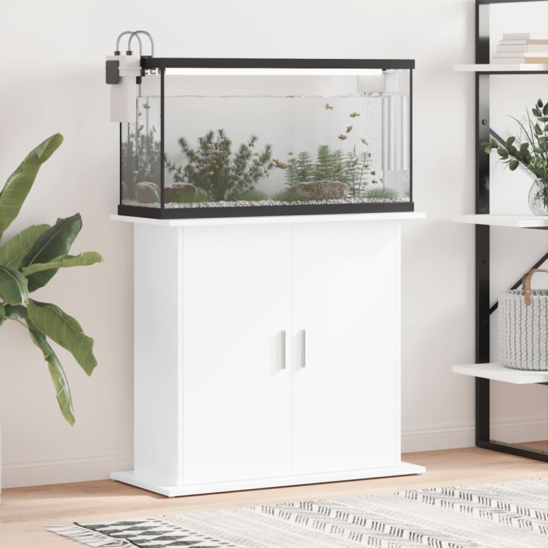 vidaXL Soporte de acuario madera ingeniería blanco brillo 81x36x73 cm vidaXL Soporte de acuario madera ingeniería blanco brillo 81x36x73 cm
