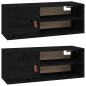 vidaXL Armarios de pared 2 uds madera maciza pino negro 80x30x30 cm