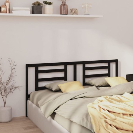 vidaXL Cabecero de cama madera maciza de pino negro 206x4x100 cm