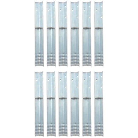 vidaXL Anclaje de tierra forma de L 12 uds acero galvanizado 5x5x50 cm