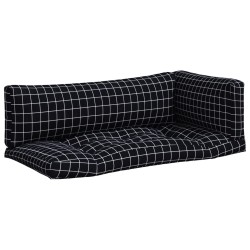vidaXL Cojines para palés 3 piezas tela Oxford a cuadros negros