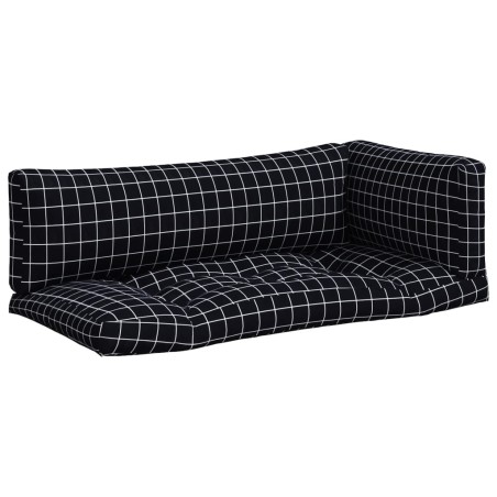 vidaXL Cojines para palés 3 piezas tela Oxford a cuadros negros