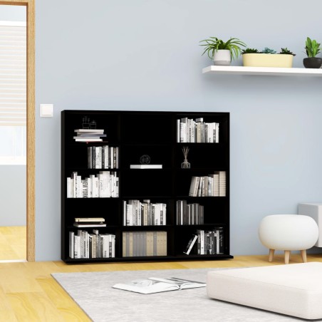 vidaXL Estantería para CD madera contrachapada negro 102x23x89,5 cm