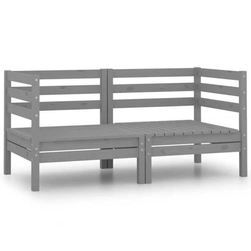 vidaXL Sofás de esquina de jardín 2 uds madera maciza de pino gris vidaXL Sofás de esquina de jardín 2 uds madera maciza de pino gris